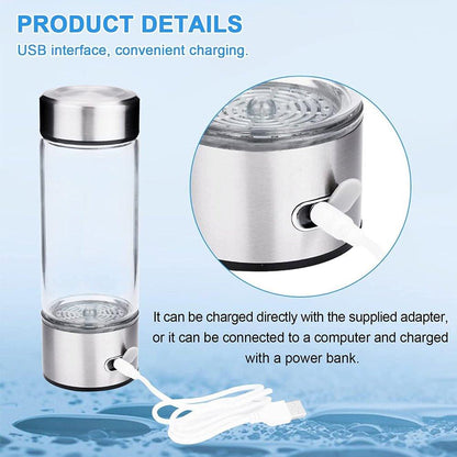 Hydrogen Water Bottle 750ml Push - Button Generator Portable 1200mAh - Emporium Shop